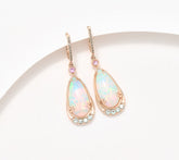Gem Discoverer 6ct Pear Ethopian Opal Earrings, 14K Rose Gold